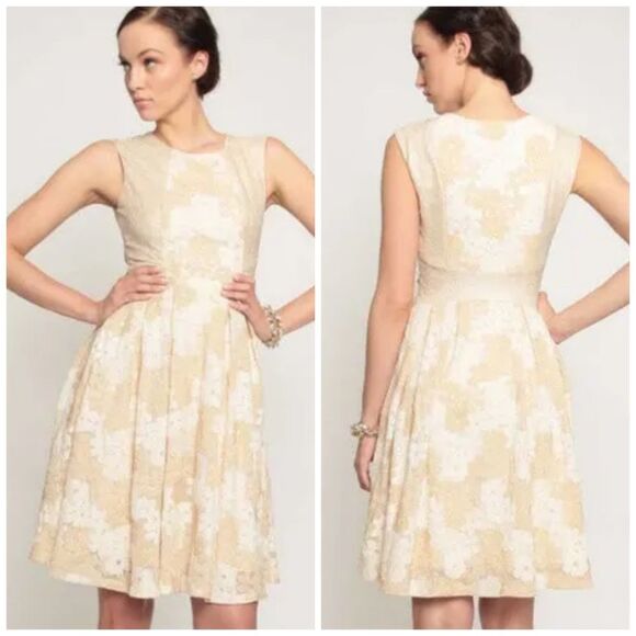 ANTHRO EVA FRANCO Gold Lace Sleeveless Dress - Picture 1 of 10